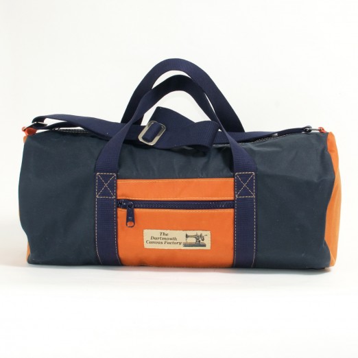 Holdall Waxed Cotton Navy and Orange
