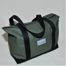 Zip Top Shopper - Olive and Black